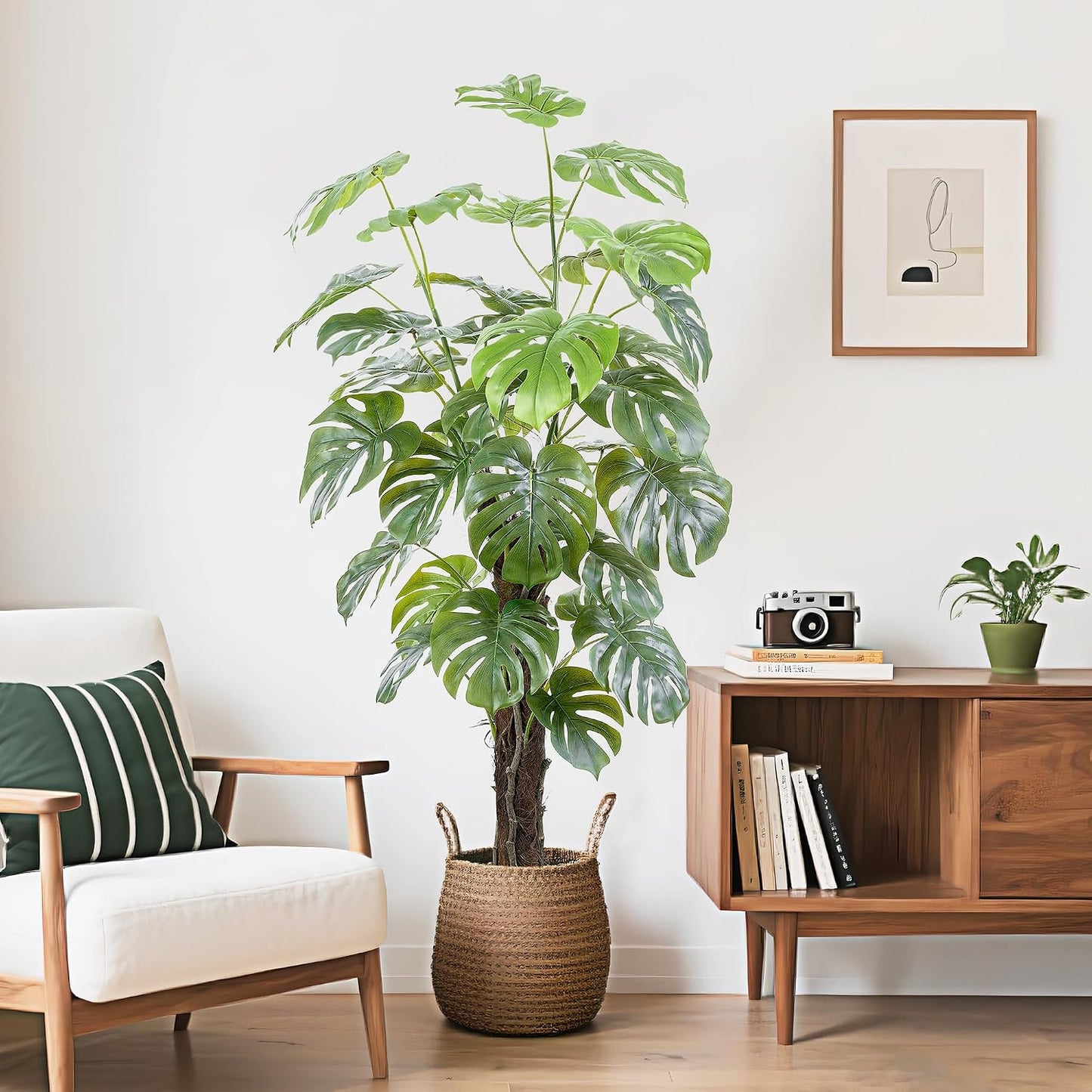 60 Inches Artificial Monstera Deliciosa Plant 5ft Fake Swiss Cheese Potted Faux Tropical Floor Plants, Potted Faux Tree for Home Office Living Room Decor