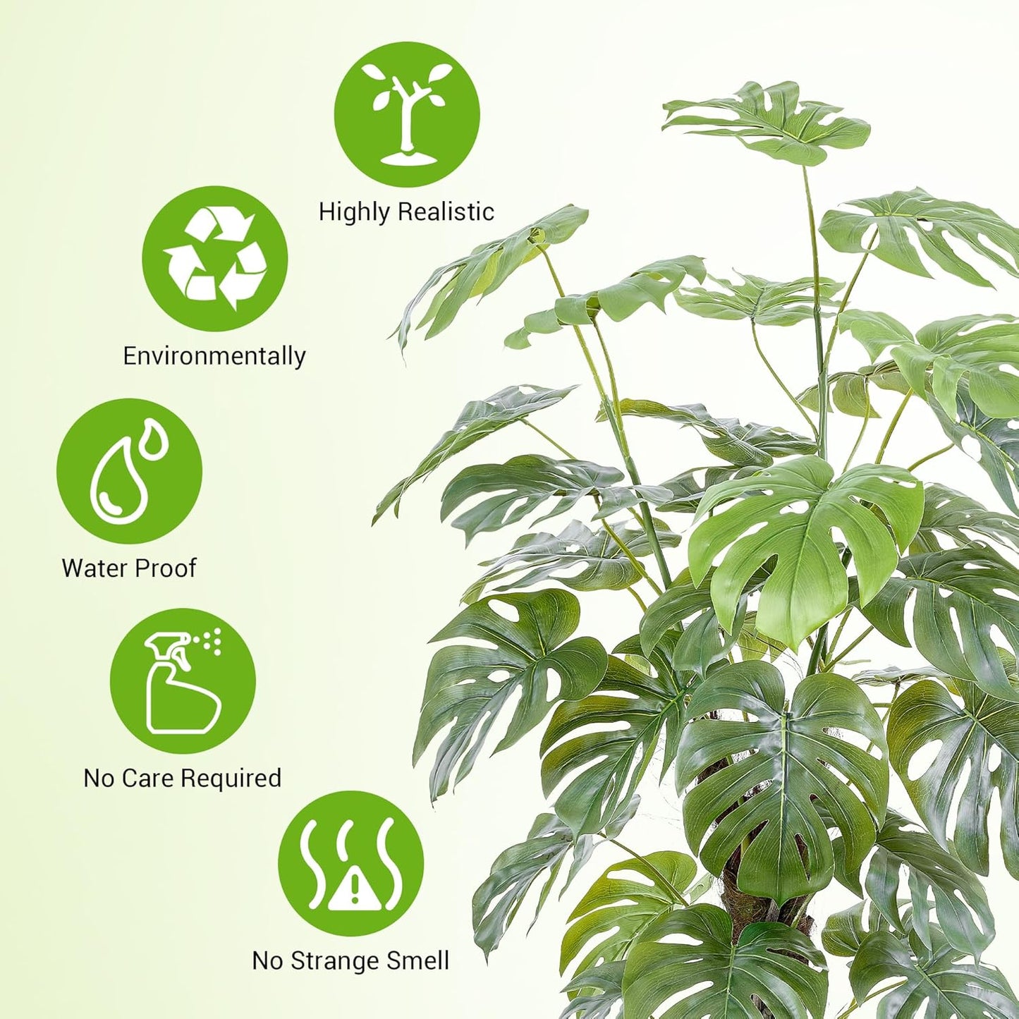 60 Inches Artificial Monstera Deliciosa Plant 5ft Fake Swiss Cheese Potted Faux Tropical Floor Plants, Potted Faux Tree for Home Office Living Room Decor