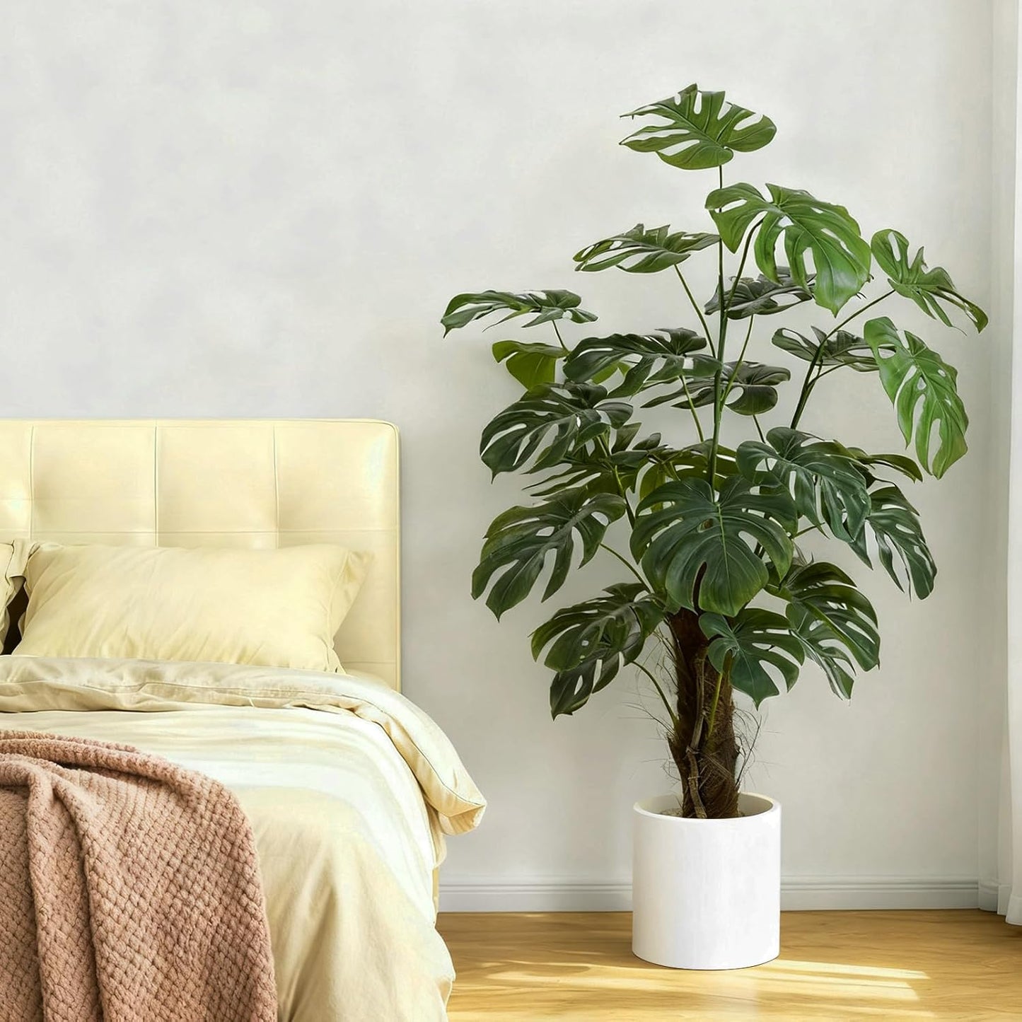 60 Inches Artificial Monstera Deliciosa Plant 5ft Fake Swiss Cheese Potted Faux Tropical Floor Plants, Potted Faux Tree for Home Office Living Room Decor