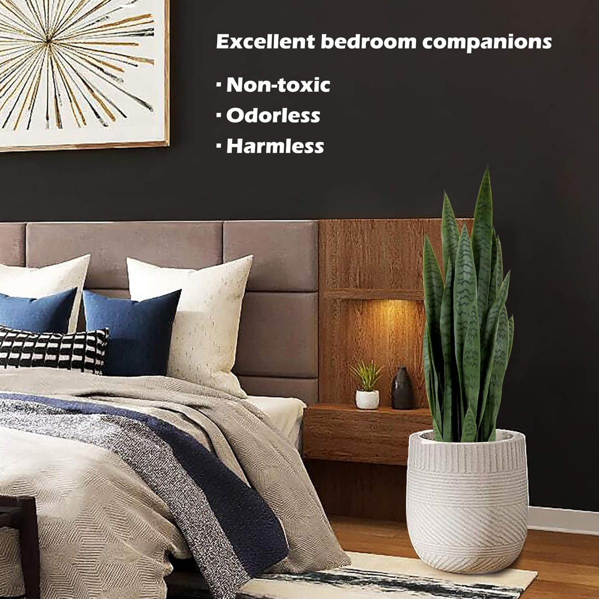 Garden 3ft Artificial Snake Plant Fake Sansevieria Indoor Outdoor, 28 Thick Leaves Lifelike Faux Silk Plant, Home Decor Mother in Law Tongue Plant 35in, with Black pot & Dry Moss Included, Green
