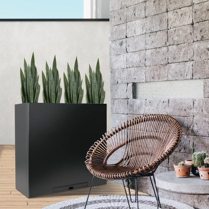 Garden 3ft Artificial Snake Plant Fake Sansevieria Indoor Outdoor, 28 Thick Leaves Lifelike Faux Silk Plant, Home Decor Mother in Law Tongue Plant 35in, with Black pot & Dry Moss Included, Green