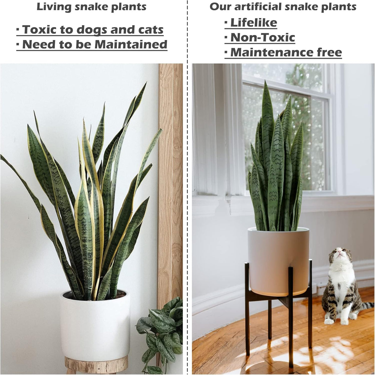 Garden 3ft Artificial Snake Plant Fake Sansevieria Indoor Outdoor, 28 Thick Leaves Lifelike Faux Silk Plant, Home Decor Mother in Law Tongue Plant 35in, with Black pot & Dry Moss Included, Green