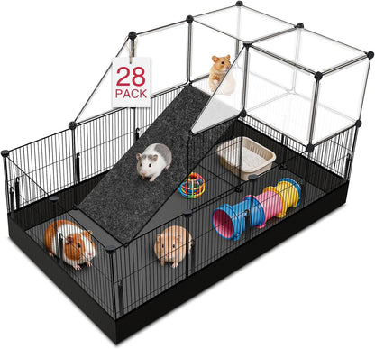 32 Panels Small Animals Playpen,48"x32"x24"Transparent Pet Playpen