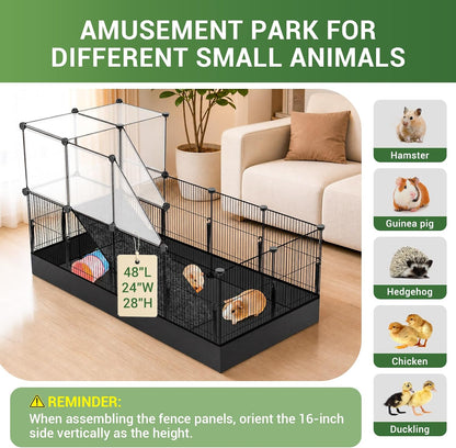32 Panels Small Animals Playpen,48"x32"x24"Transparent Pet Playpen