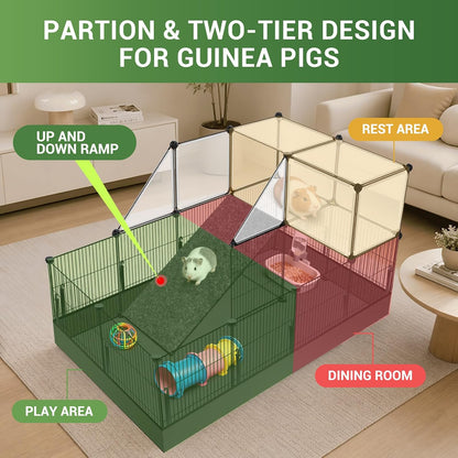 32 Panels Small Animals Playpen,48"x32"x24"Transparent Pet Playpen