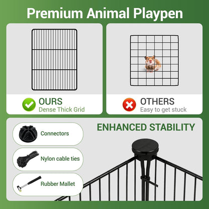 32 Panels Small Animals Playpen,48"x32"x24"Transparent Pet Playpen