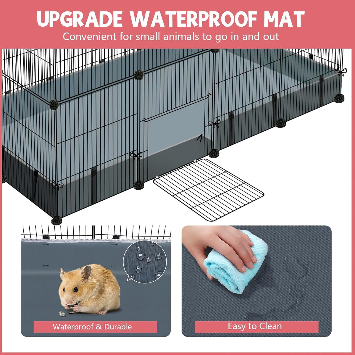 32 Panels Small Animals Playpen,48"x32"x24"Transparent Pet Playpen