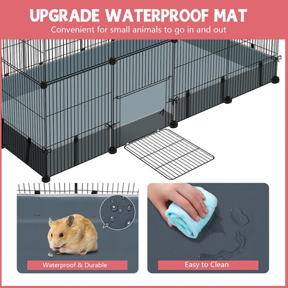 32 Panels Small Animals Playpen,48"x32"x24"Transparent Pet Playpen