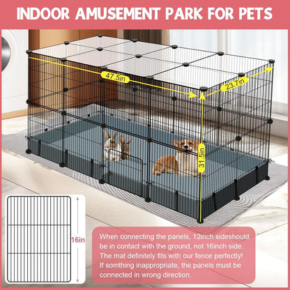 32 Panels Small Animals Playpen,48"x32"x24"Transparent Pet Playpen