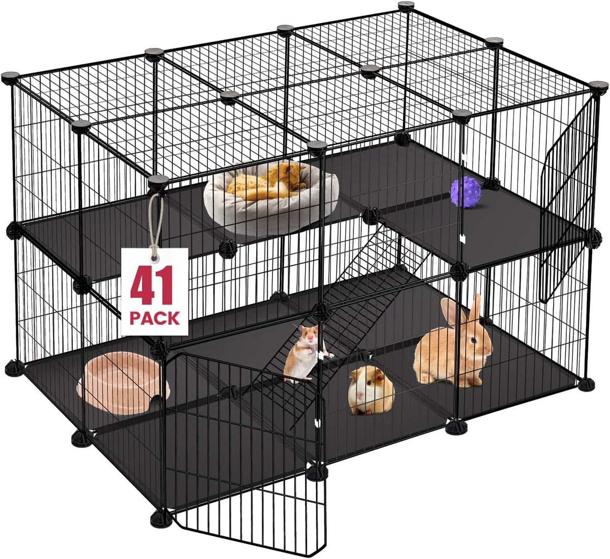 32 Panels Small Animals Playpen,48"x32"x24"Transparent Pet Playpen