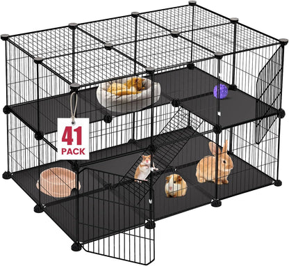 32 Panels Small Animals Playpen,48"x32"x24"Transparent Pet Playpen