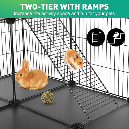 32 Panels Small Animals Playpen,48"x32"x24"Transparent Pet Playpen
