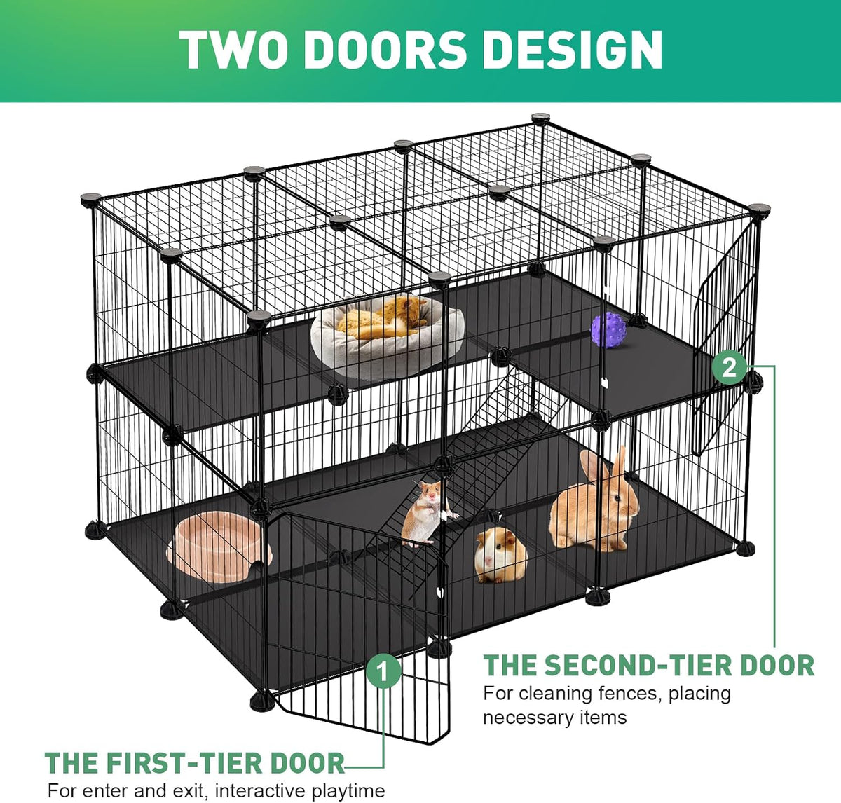 32 Panels Small Animals Playpen,48"x32"x24"Transparent Pet Playpen