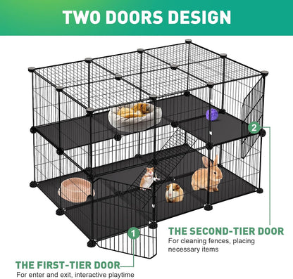 32 Panels Small Animals Playpen,48"x32"x24"Transparent Pet Playpen