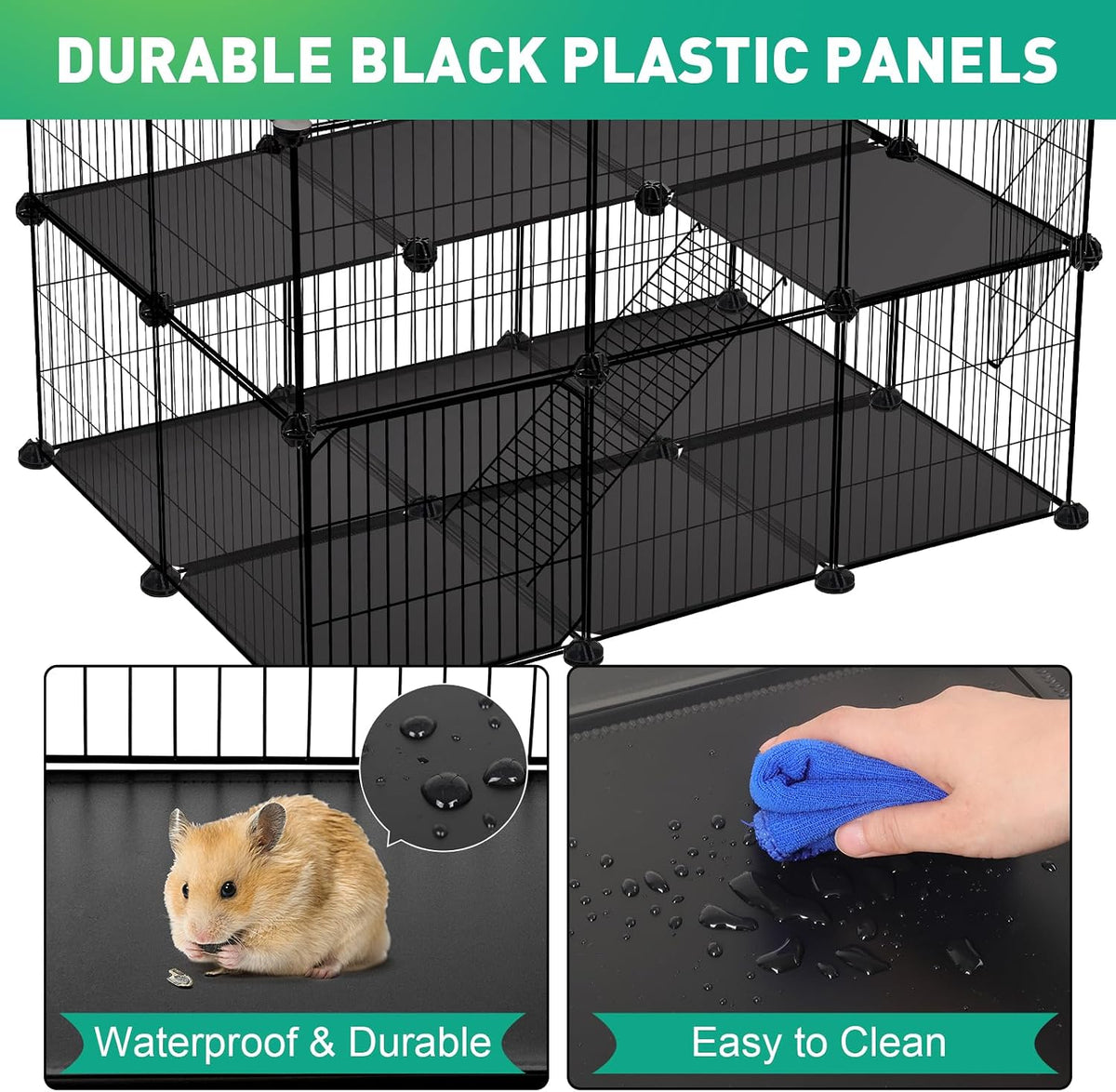 32 Panels Small Animals Playpen,48"x32"x24"Transparent Pet Playpen