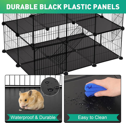 32 Panels Small Animals Playpen,48"x32"x24"Transparent Pet Playpen
