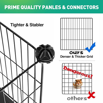 32 Panels Small Animals Playpen,48"x32"x24"Transparent Pet Playpen