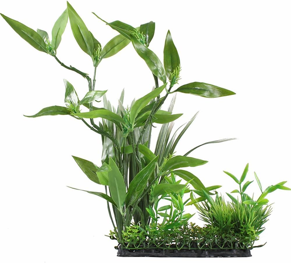 Aquarium Decor Artificial Plastic Plant Green 13" Tall