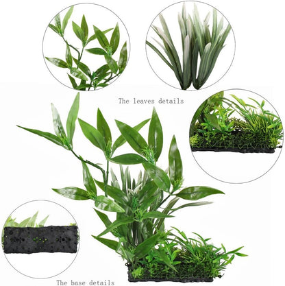 Aquarium Decor Artificial Plastic Plant Green 13" Tall
