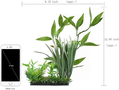 Aquarium Decor Artificial Plastic Plant Green 13" Tall