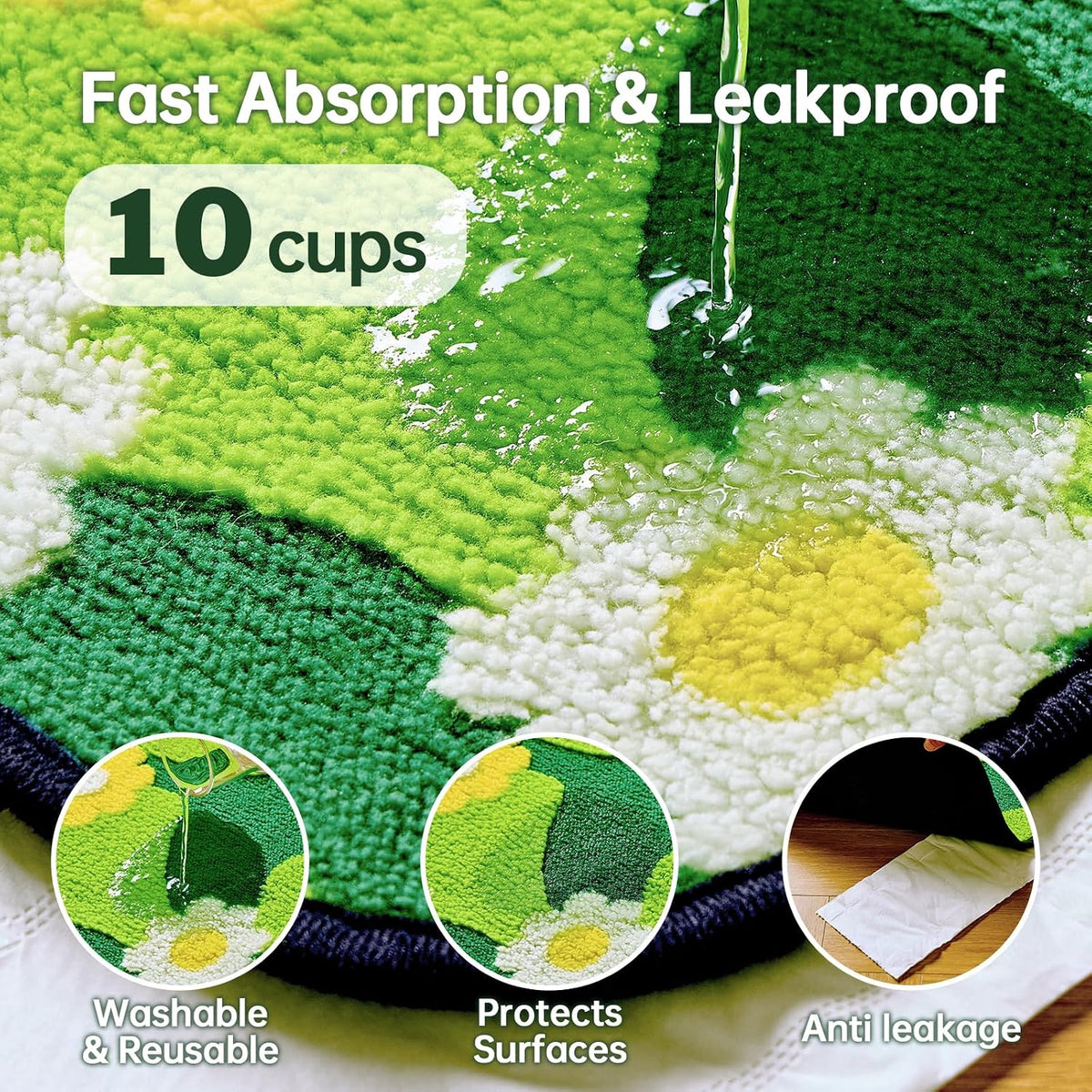 Reusable Puppy Pads for Small Dogs, Washable Pee Pads with Non-Slip , Absorbent Leakproof Mat for Crates, Playpens, Pet Beds & Whelping, Indoor Potty Training Grass Green, 24"x48", 2 Pack