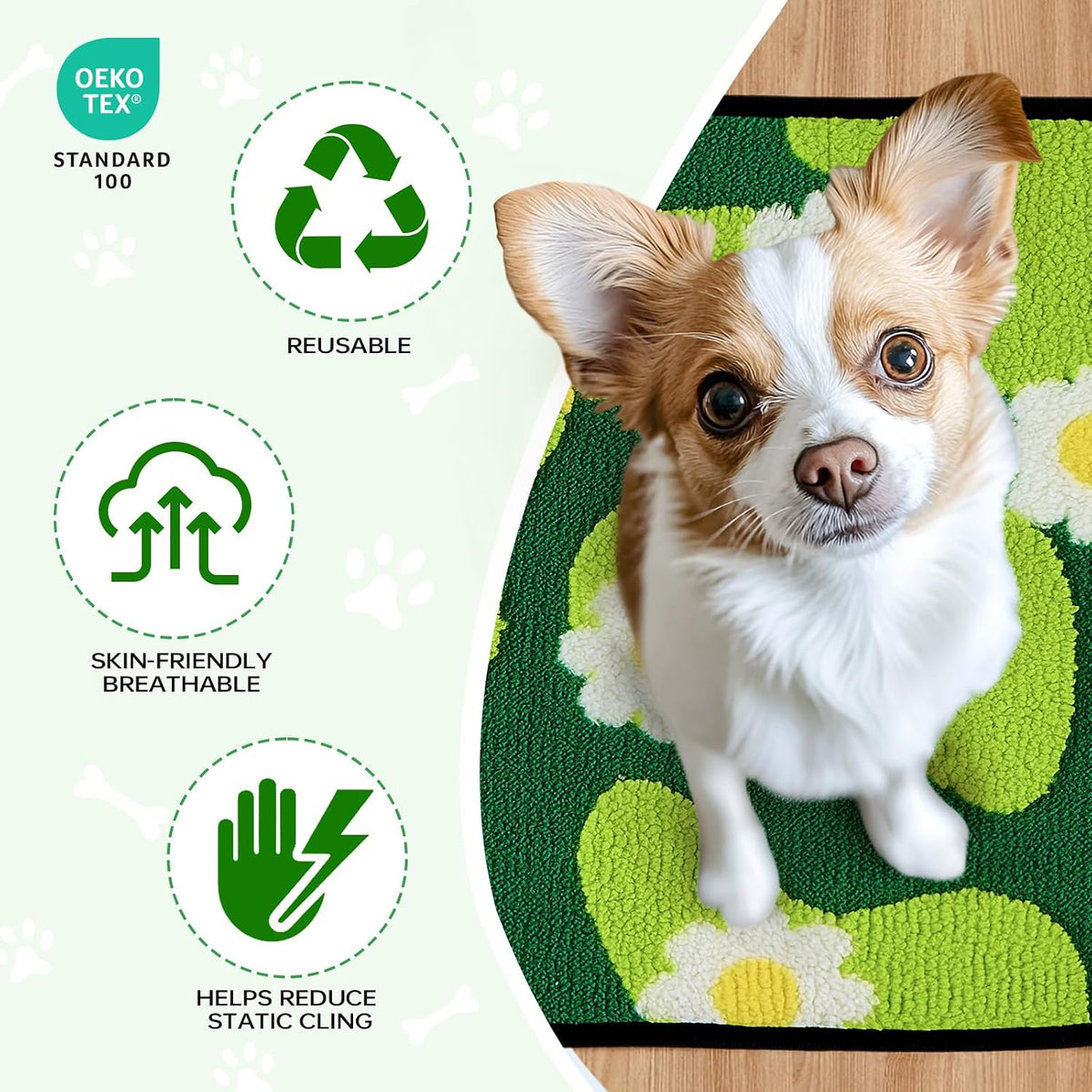 Reusable Puppy Pads for Small Dogs, Washable Pee Pads with Non-Slip , Absorbent Leakproof Mat for Crates, Playpens, Pet Beds & Whelping, Indoor Potty Training Grass Green, 24"x48", 2 Pack