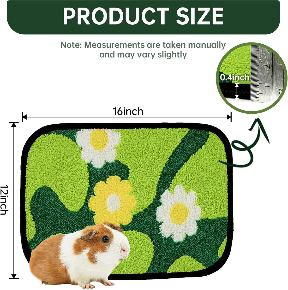 Reusable Puppy Pads for Small Dogs, Washable Pee Pads with Non-Slip , Absorbent Leakproof Mat for Crates, Playpens, Pet Beds & Whelping, Indoor Potty Training Grass Green, 24"x48", 2 Pack