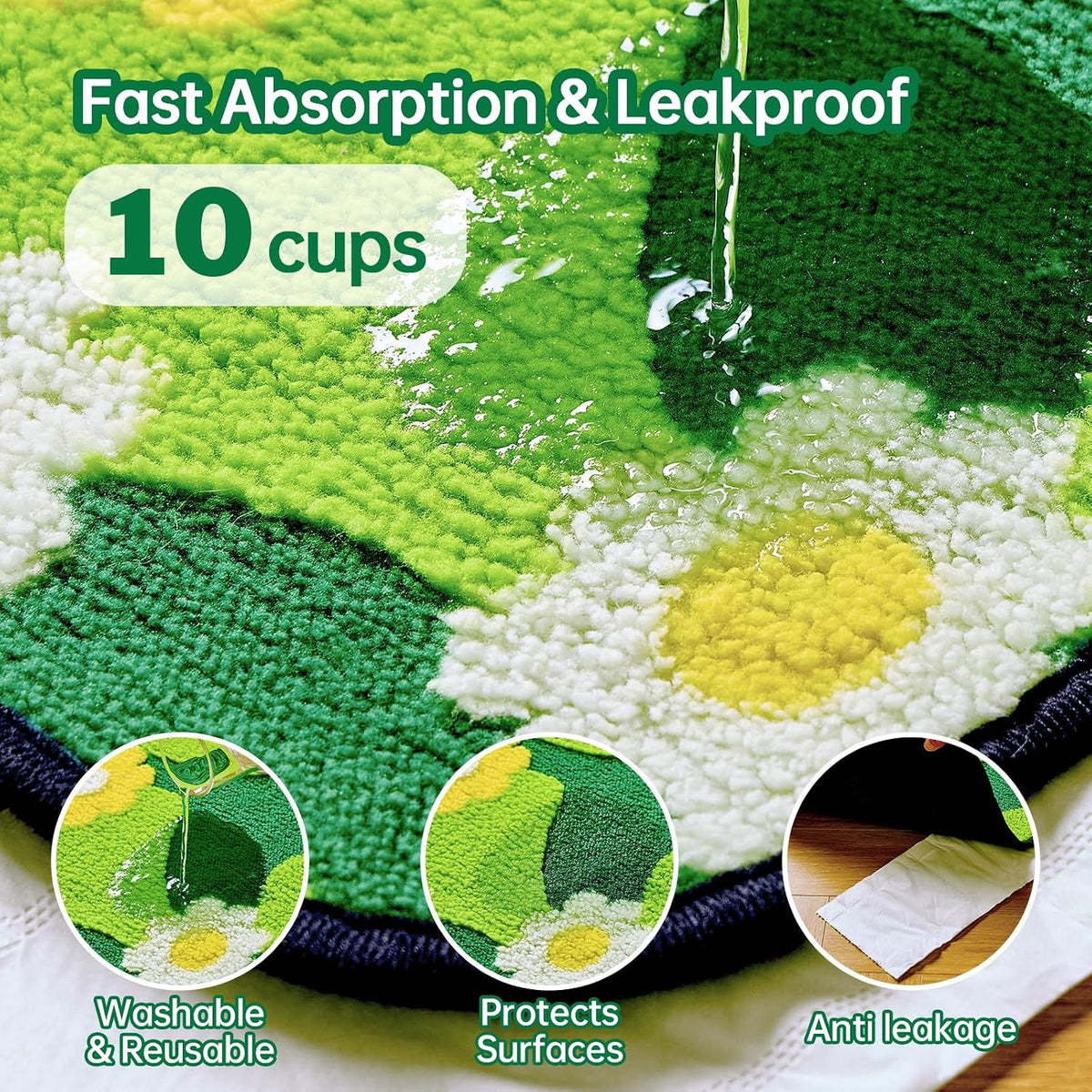 Reusable Puppy Pads for Small Dogs, Washable Pee Pads with Non-Slip , Absorbent Leakproof Mat for Crates, Playpens, Pet Beds & Whelping, Indoor Potty Training Grass Green, 24"x48", 2 Pack
