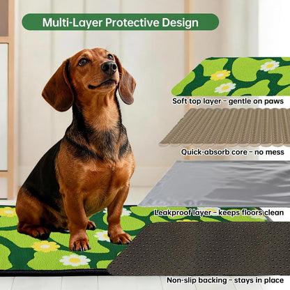 Reusable Puppy Pads for Small Dogs, Washable Pee Pads with Non-Slip , Absorbent Leakproof Mat for Crates, Playpens, Pet Beds & Whelping, Indoor Potty Training Grass Green, 24"x48", 2 Pack