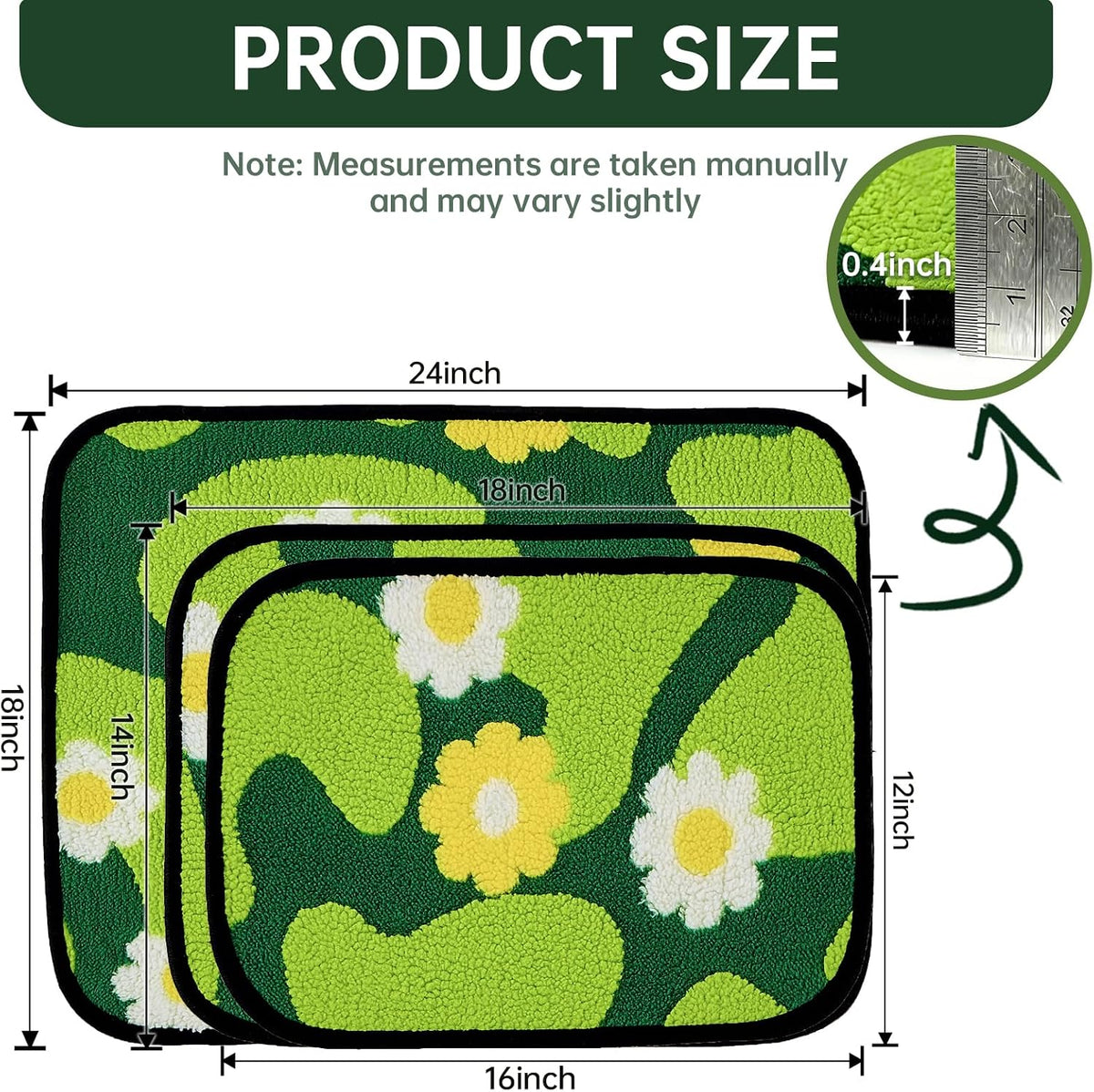 Reusable Puppy Pads for Small Dogs, Washable Pee Pads with Non-Slip , Absorbent Leakproof Mat for Crates, Playpens, Pet Beds & Whelping, Indoor Potty Training Grass Green, 24"x48", 2 Pack
