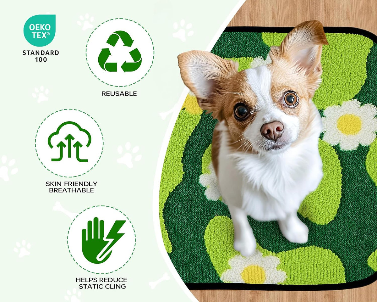 Reusable Puppy Pads for Small Dogs, Washable Pee Pads with Non-Slip , Absorbent Leakproof Mat for Crates, Playpens, Pet Beds & Whelping, Indoor Potty Training Grass Green, 24"x48", 2 Pack