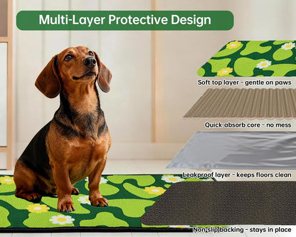 Reusable Puppy Pads for Small Dogs, Washable Pee Pads with Non-Slip , Absorbent Leakproof Mat for Crates, Playpens, Pet Beds & Whelping, Indoor Potty Training Grass Green, 24"x48", 2 Pack