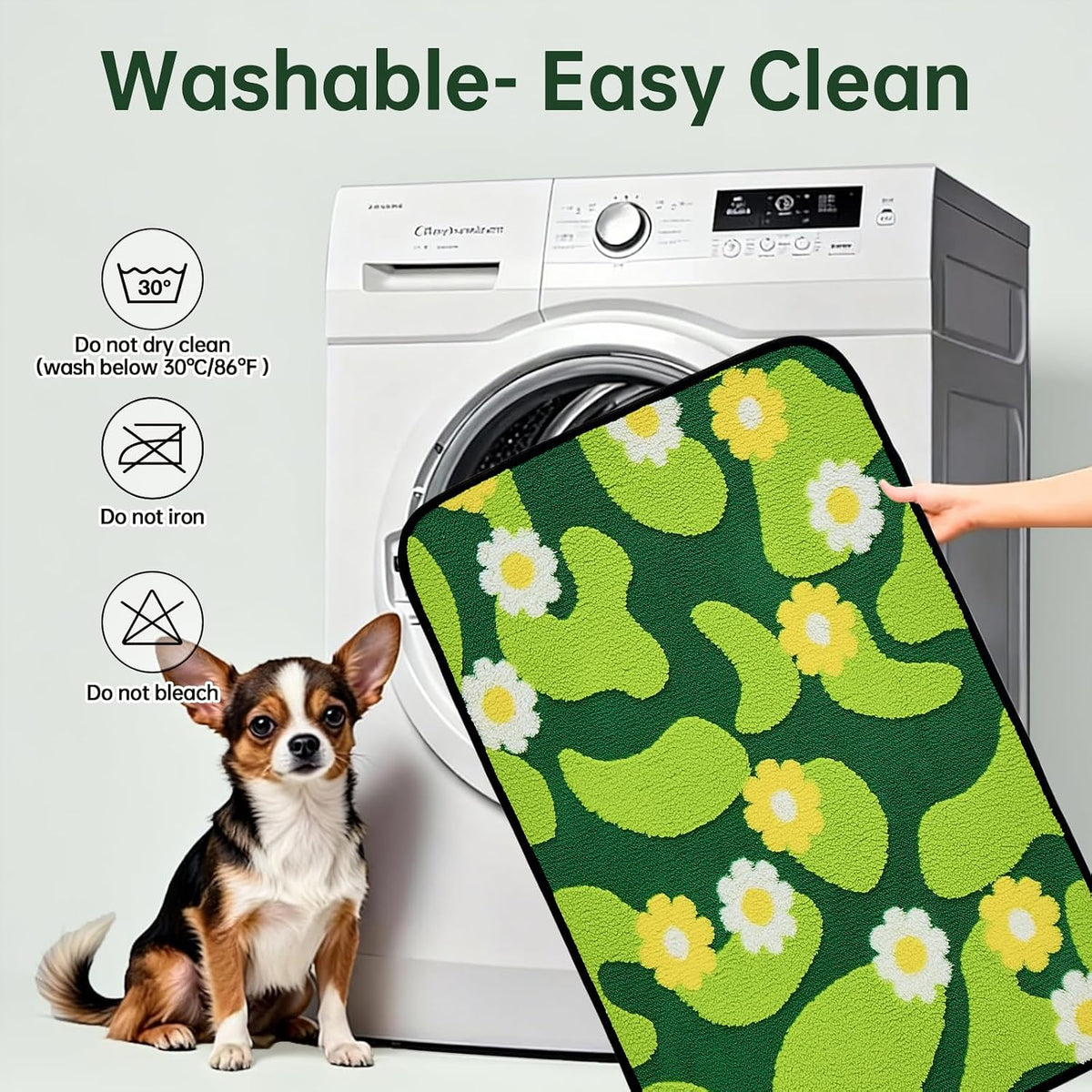 Reusable Puppy Pads for Small Dogs, Washable Pee Pads with Non-Slip , Absorbent Leakproof Mat for Crates, Playpens, Pet Beds & Whelping, Indoor Potty Training Grass Green, 24"x48", 2 Pack