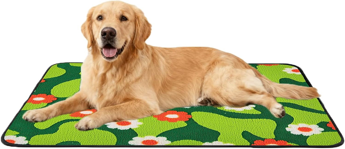 Reusable Puppy Pads for Small Dogs, Washable Pee Pads with Non-Slip , Absorbent Leakproof Mat for Crates, Playpens, Pet Beds & Whelping, Indoor Potty Training Grass Green, 24"x48", 2 Pack