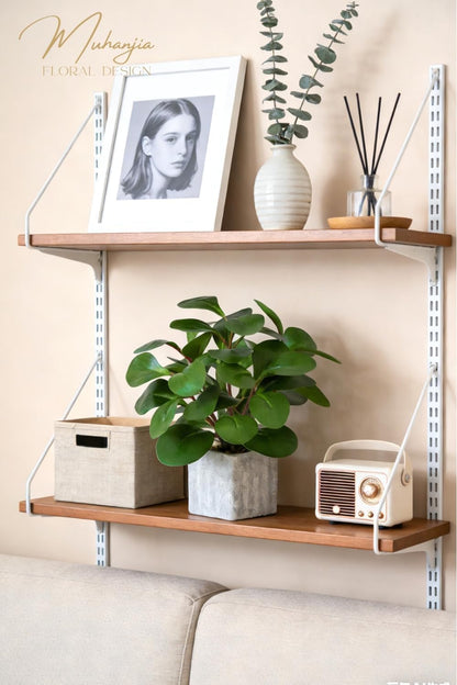 Artificial Potted Plant, Lifelike Faux Greenery in Decorative Cement-Look Square Pot for Indoor Home Decor Centerpieces (Alocasia)