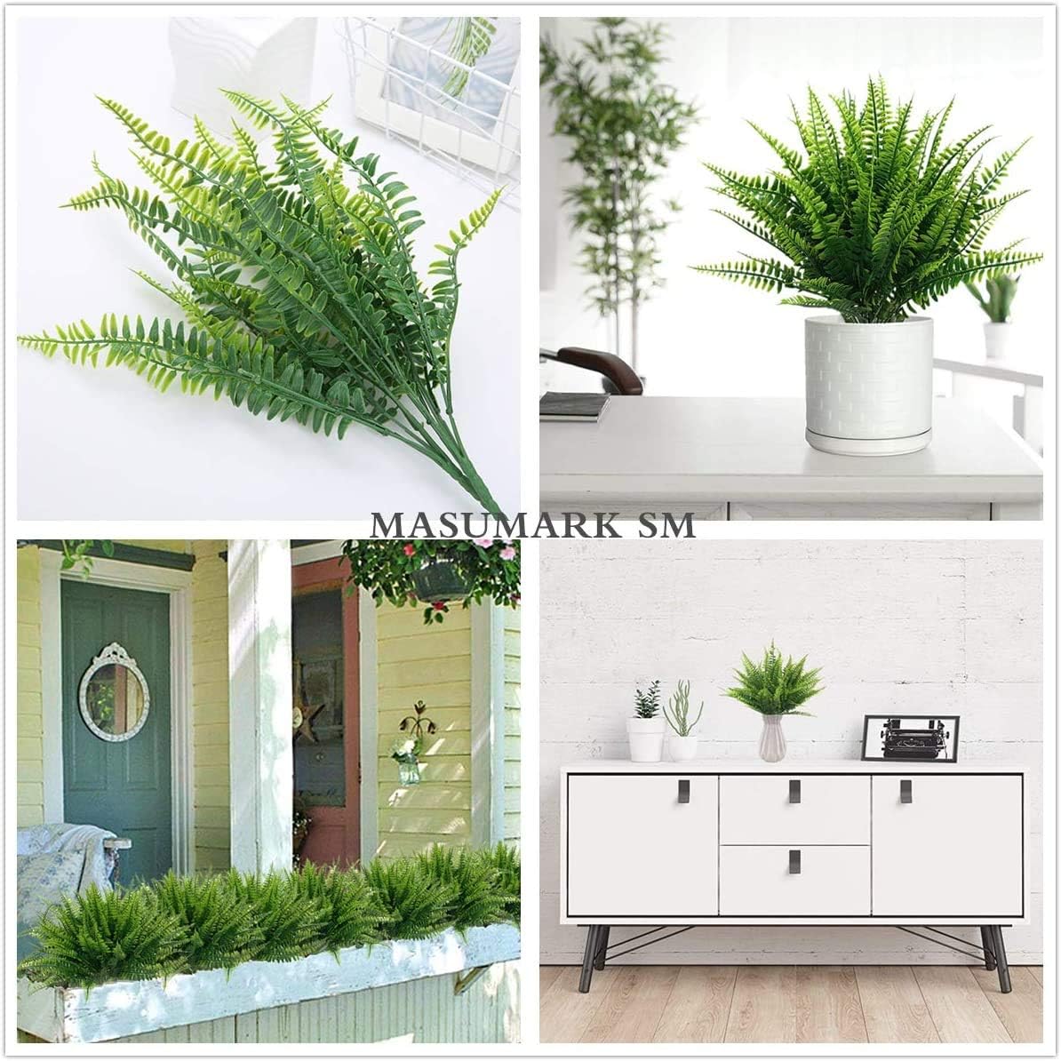 Artificial Rosemary Plants, Fake Plant Bushes Plastic Greenery Grass Faux Shrubs for Home Decor Kitchen Bathroom Farmhouse Room Shelf Desk Coffee Table Vase Pot Planter Filler DIY Decorations 6 Pack