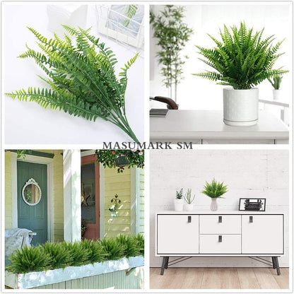 Artificial Rosemary Plants, Fake Plant Bushes Plastic Greenery Grass Faux Shrubs for Home Decor Kitchen Bathroom Farmhouse Room Shelf Desk Coffee Table Vase Pot Planter Filler DIY Decorations 6 Pack