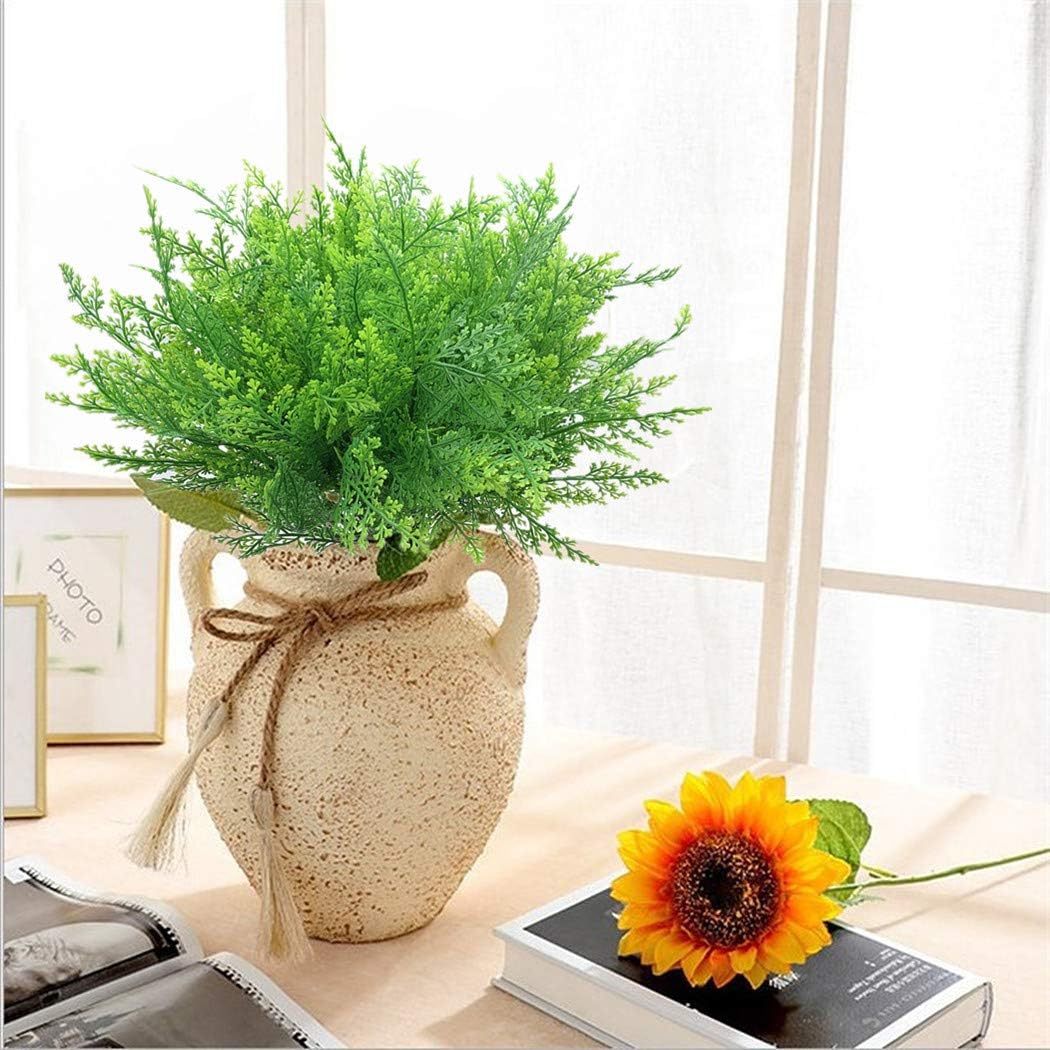 Artificial Rosemary Plants, Fake Plant Bushes Plastic Greenery Grass Faux Shrubs for Home Decor Kitchen Bathroom Farmhouse Room Shelf Desk Coffee Table Vase Pot Planter Filler DIY Decorations 6 Pack
