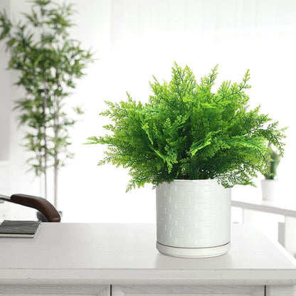 Artificial Rosemary Plants, Fake Plant Bushes Plastic Greenery Grass Faux Shrubs for Home Decor Kitchen Bathroom Farmhouse Room Shelf Desk Coffee Table Vase Pot Planter Filler DIY Decorations 6 Pack