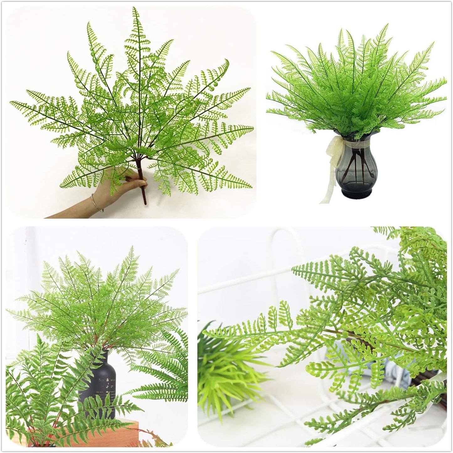 Artificial Rosemary Plants, Fake Plant Bushes Plastic Greenery Grass Faux Shrubs for Home Decor Kitchen Bathroom Farmhouse Room Shelf Desk Coffee Table Vase Pot Planter Filler DIY Decorations 6 Pack