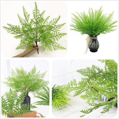 Artificial Rosemary Plants, Fake Plant Bushes Plastic Greenery Grass Faux Shrubs for Home Decor Kitchen Bathroom Farmhouse Room Shelf Desk Coffee Table Vase Pot Planter Filler DIY Decorations 6 Pack