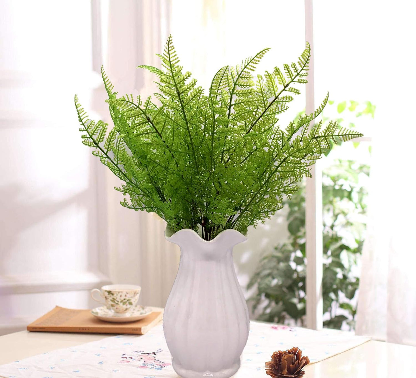 Artificial Rosemary Plants, Fake Plant Bushes Plastic Greenery Grass Faux Shrubs for Home Decor Kitchen Bathroom Farmhouse Room Shelf Desk Coffee Table Vase Pot Planter Filler DIY Decorations 6 Pack
