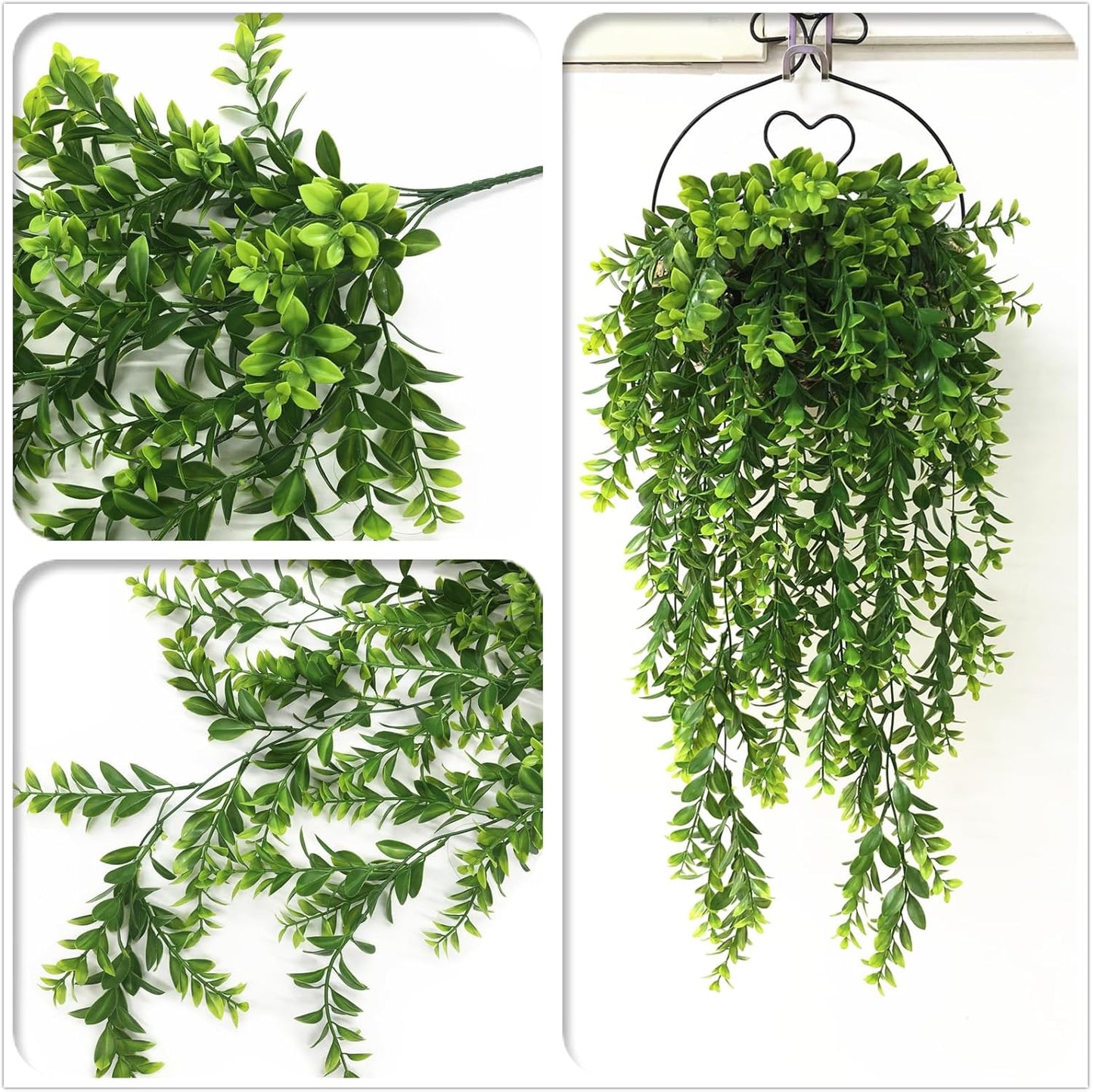 Artificial Rosemary Plants, Fake Plant Bushes Plastic Greenery Grass Faux Shrubs for Home Decor Kitchen Bathroom Farmhouse Room Shelf Desk Coffee Table Vase Pot Planter Filler DIY Decorations 6 Pack