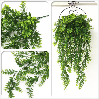 Artificial Rosemary Plants, Fake Plant Bushes Plastic Greenery Grass Faux Shrubs for Home Decor Kitchen Bathroom Farmhouse Room Shelf Desk Coffee Table Vase Pot Planter Filler DIY Decorations 6 Pack