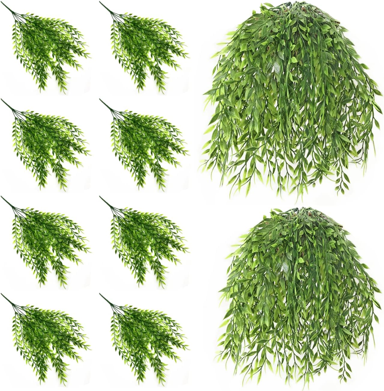 Artificial Rosemary Plants, Fake Plant Bushes Plastic Greenery Grass Faux Shrubs for Home Decor Kitchen Bathroom Farmhouse Room Shelf Desk Coffee Table Vase Pot Planter Filler DIY Decorations 6 Pack