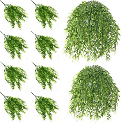 Artificial Rosemary Plants, Fake Plant Bushes Plastic Greenery Grass Faux Shrubs for Home Decor Kitchen Bathroom Farmhouse Room Shelf Desk Coffee Table Vase Pot Planter Filler DIY Decorations 6 Pack