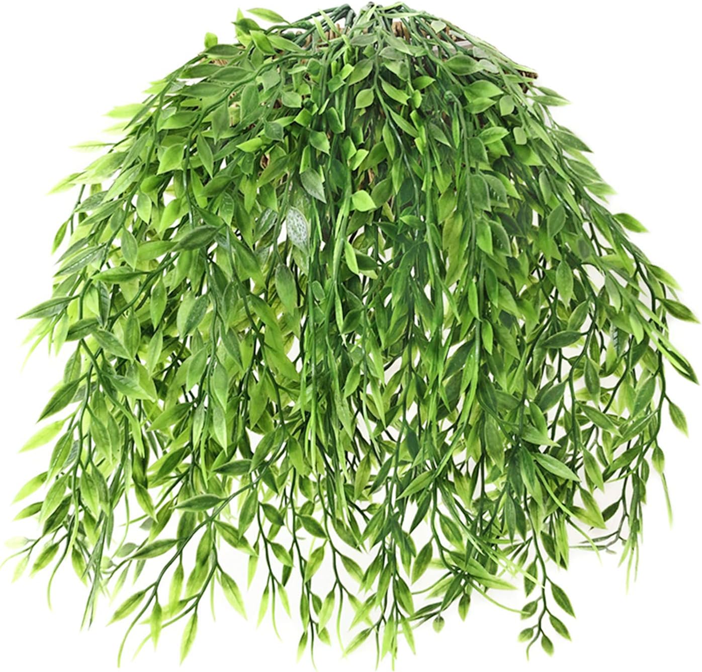 Artificial Rosemary Plants, Fake Plant Bushes Plastic Greenery Grass Faux Shrubs for Home Decor Kitchen Bathroom Farmhouse Room Shelf Desk Coffee Table Vase Pot Planter Filler DIY Decorations 6 Pack