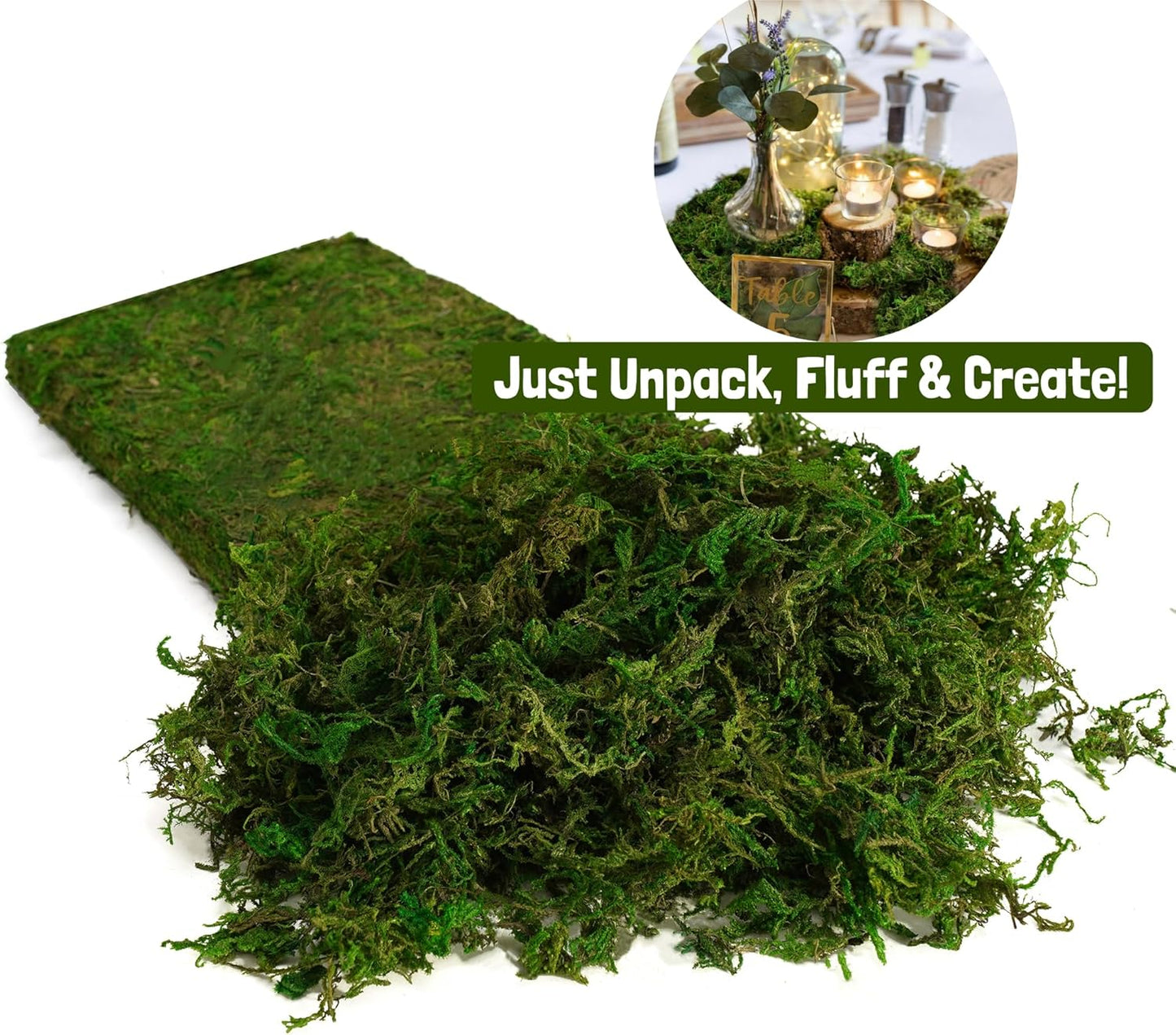 Green Moss for Crafts - 4OZ Fake Moss for Indoor Plants, Terrariums, Fairy Gardens & Tabletop Displays | Perfect for Miniature Scenes, Pot Filler & Home Decor Projects