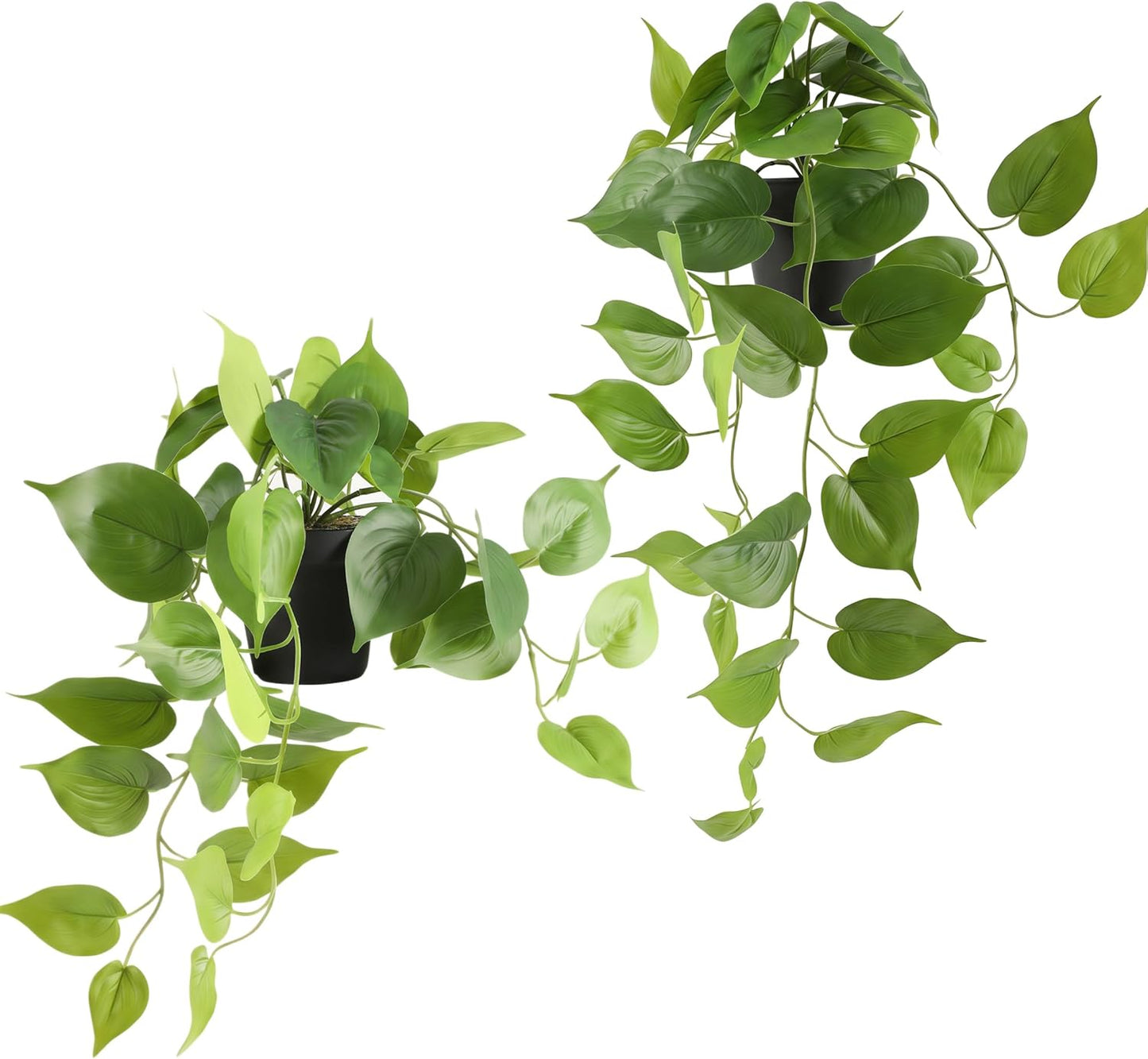 Fake Pothos Hanging Plant – Artificial Plastic Ivy Vines with White Pot, Realistic Faux Greenery for Indoor Home Office Bathroom Shelf Cabinet Decoration