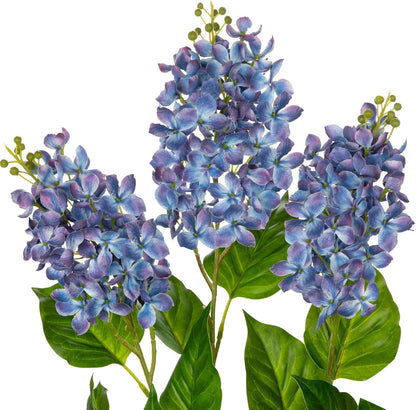 Artificial Lilac Flowers 30" Tall – Set of 3 Silk Lilac Flower Stems for Home Decor, Wedding Centerpieces, Faux Floral Arrangements – Blue Artificial Flowers for Vase, Spring & Farmhouse Décor